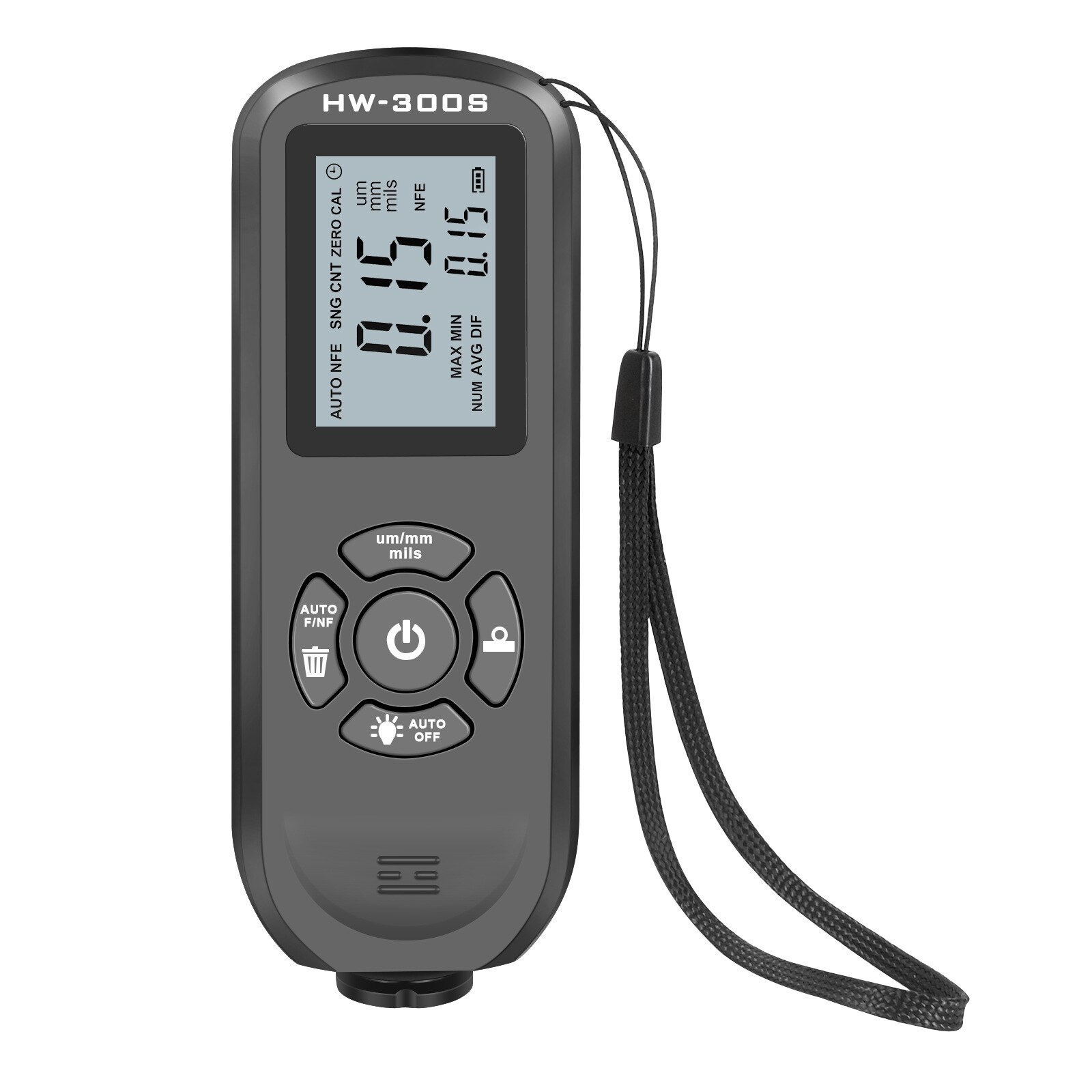 Digital Backlight LCD Film Thickness Meter Car Paint Thickness Tester HW-300S Coating Thickness Gauge Measuring Tool: horizontal screen