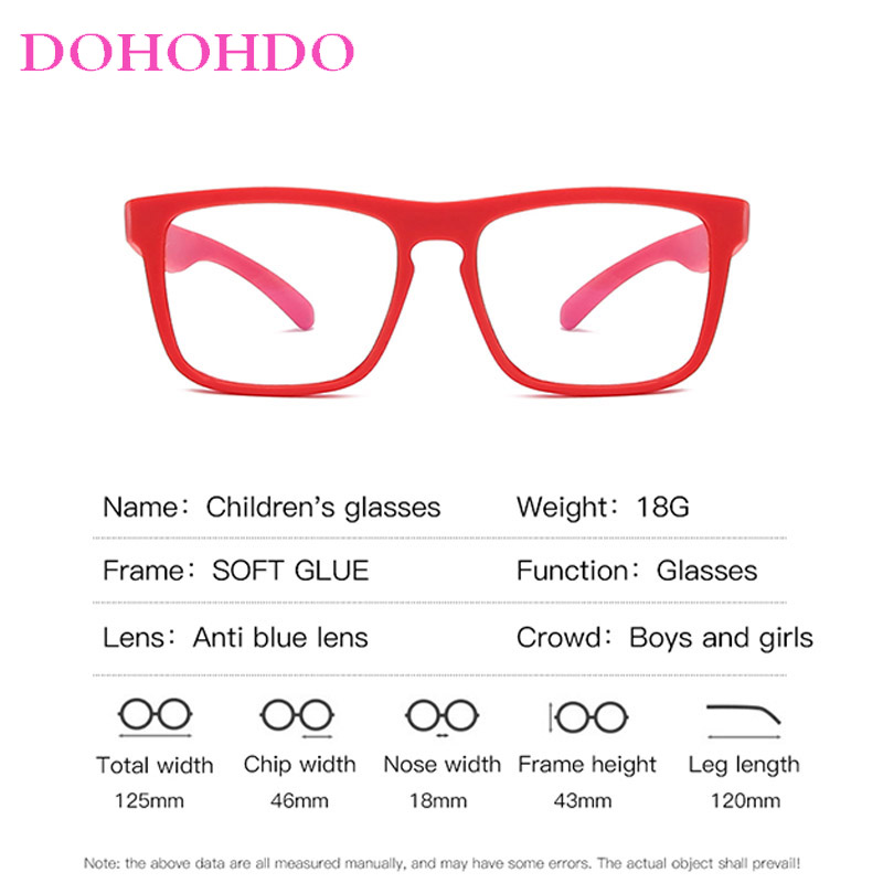 Dohohdo  tr90 anti-blått lys barnebriller takrenne jenter firkantede blå lysblokkerende briller  uv400 låve fleksible briller gafas
