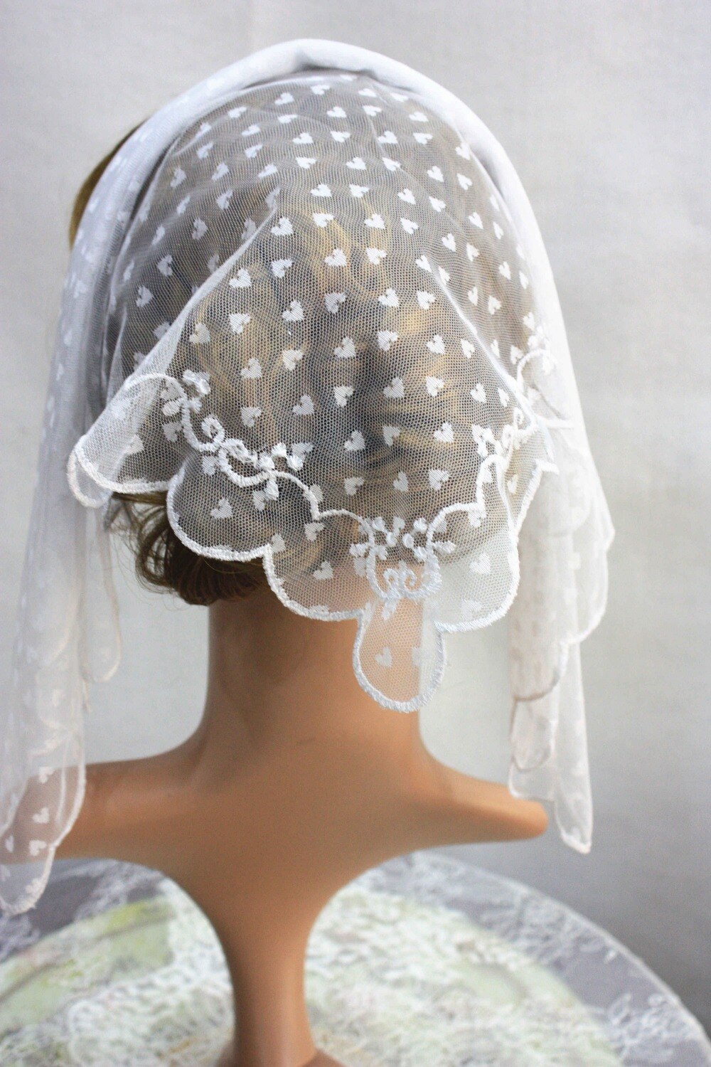 White Church Head Wear Coverings ,Catholic Chapel Veil Scarf ,Lace Headband Wrap,Wedding Veil