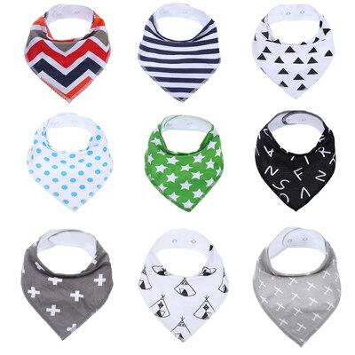 9 Stks/set Biologische Tiny Katoen Herfst Baby Slabbetjes Baberos Babador Bandana Fantasia Bebe Burp Doek Speeksel Handdoek Baby Sjaal: K90009