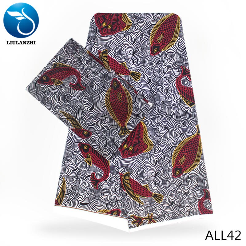 LIULANZHI blue african fabrics Latest Audel fabric with Soft cloth chiffon lace fabric for dress 6yards ALL37-ALL47: ALL42