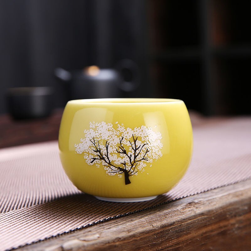 Tasse magique japonaise Sakura, tasse à thé en céramique Kung Fu, changement de couleur, température froide, spécial pour amis: Bleu