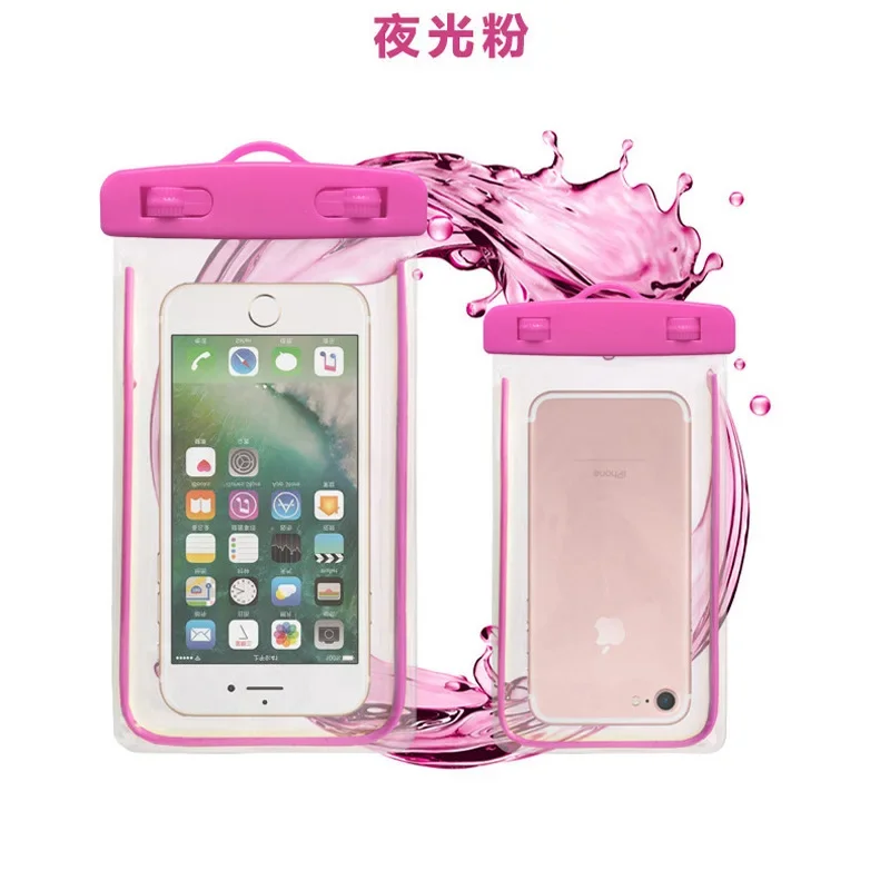 Summer Luminous Waterproof Pouch Swimming Gadget Beach Dry Bag Phone Case Cover Camping Skiing Holder For Cell Phone 3.5-6.5Inch: Orange