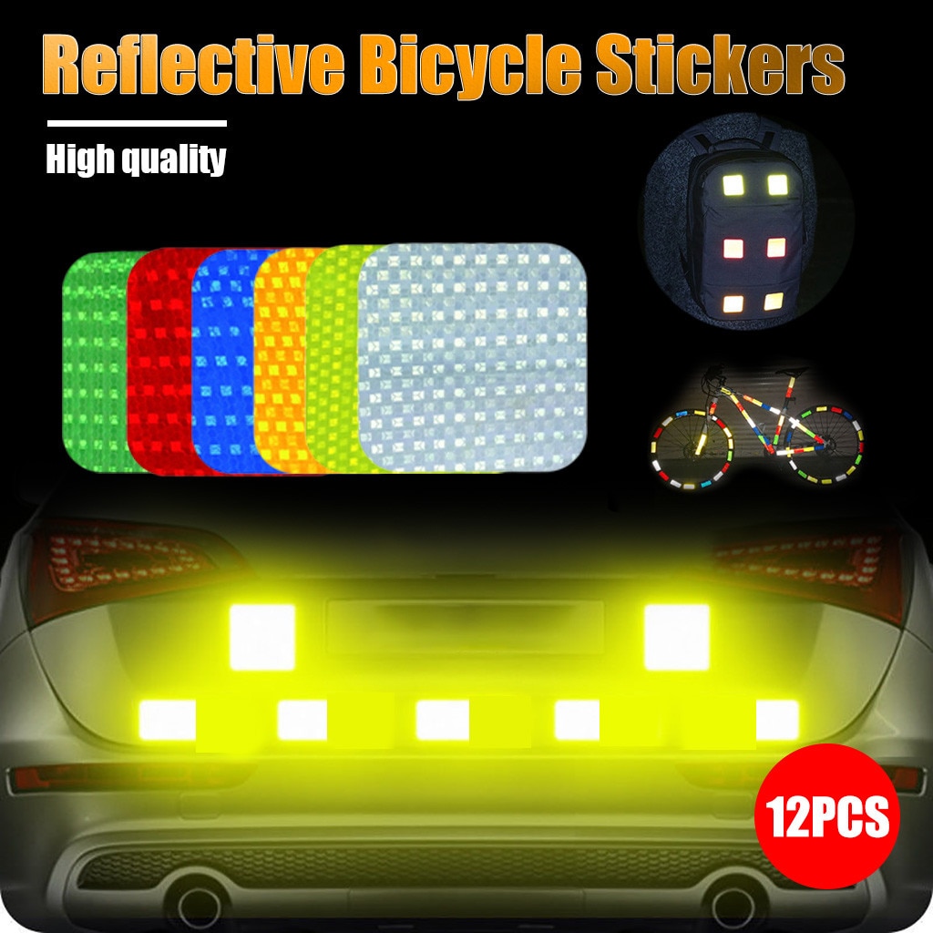 12Pcs Reflecterende Fiets Stickers Veiligheid Plakband Voor Fiets Auto Zak Decor Plakband Fiets Stickers Fiets Accessoires
