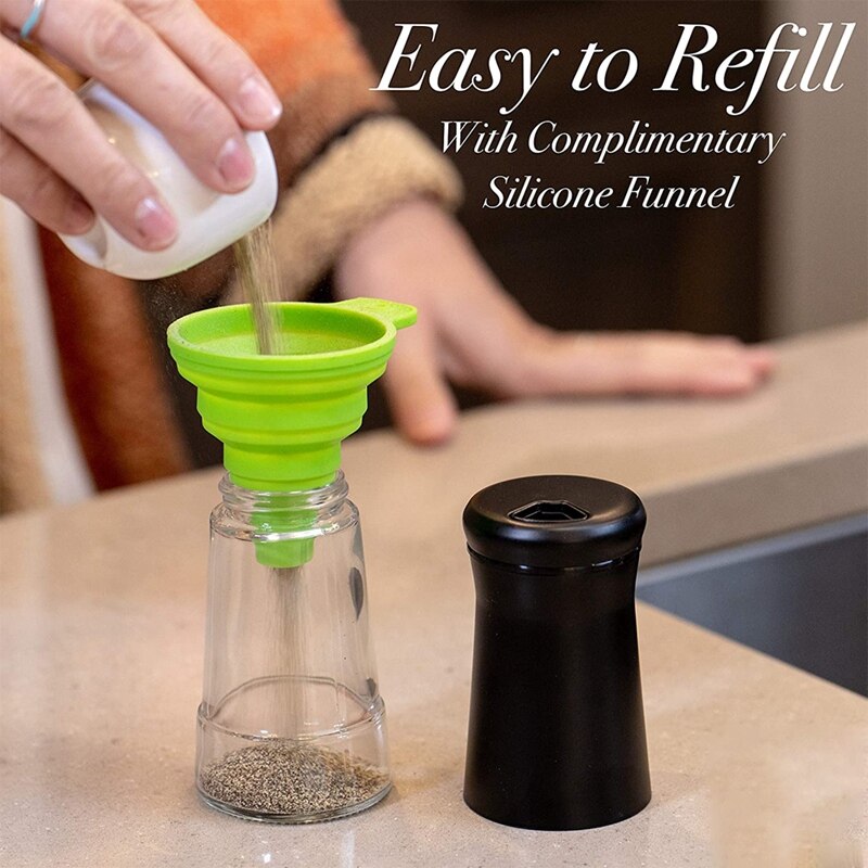 Pepper Shakers with Adjustable Pour Holes Stainless Steel Salt and Pepper Dispenser Perfect for Sea Salts 2Pcs