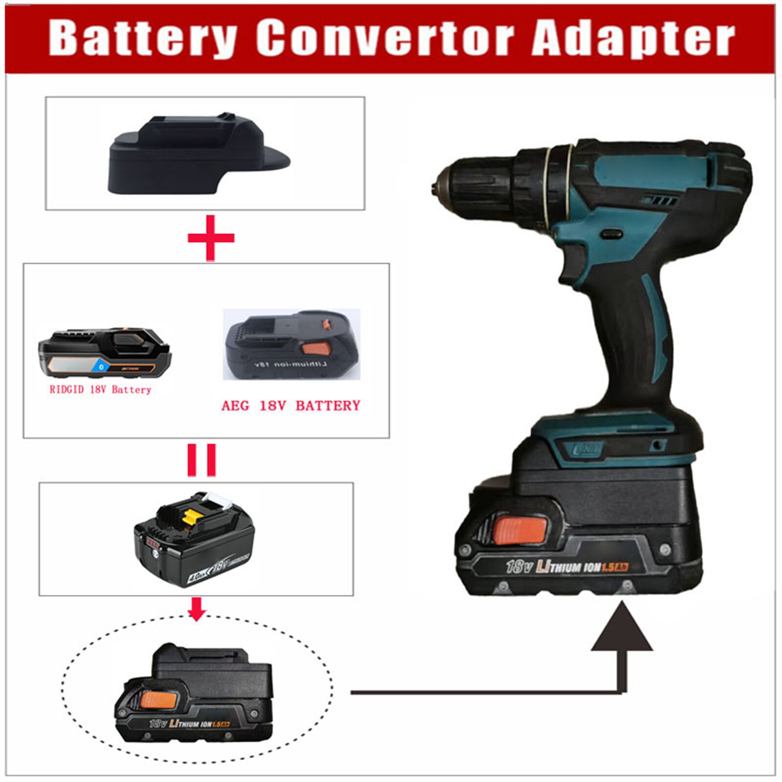 Battery Adapter Is Suitable for RIDGID 18V and AEG 18V Lithium Batteries To Be Used for Makita 18v BL Series Battery Tools