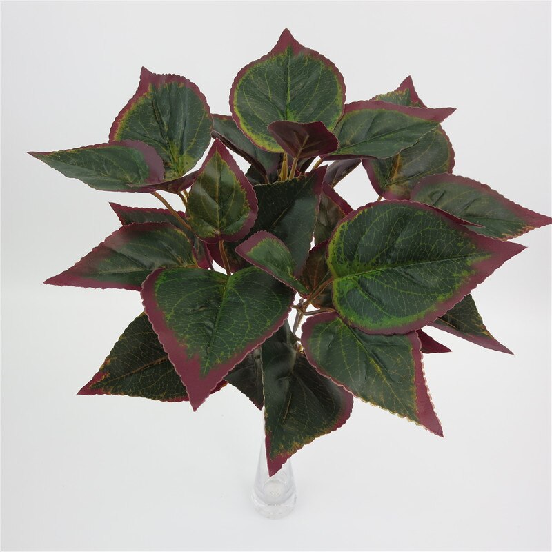 Kunstig ægte touch taro blade lilla plante grøn radise blade blomst hjem grøn væg tilbehør