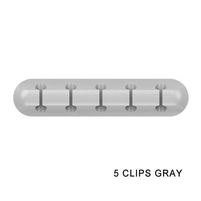 Kabelorganisatiesysteem Siliconen Usb Kabelhaspel Flexibele Kabel Management Clips Kabel Houder Voor Muis Hoofdtelefoon Oortelefoon: grey-5clips