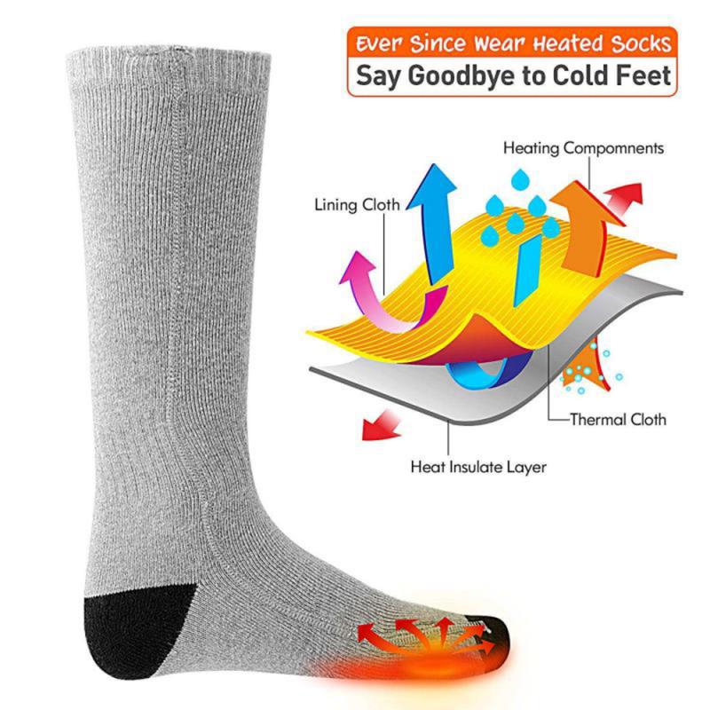 1 Pair Thicken Warmer Socks Electric Heated Socks Rechargeable Battery For Women Men Winter Outdoor Skiing Cycling Sport Heated
