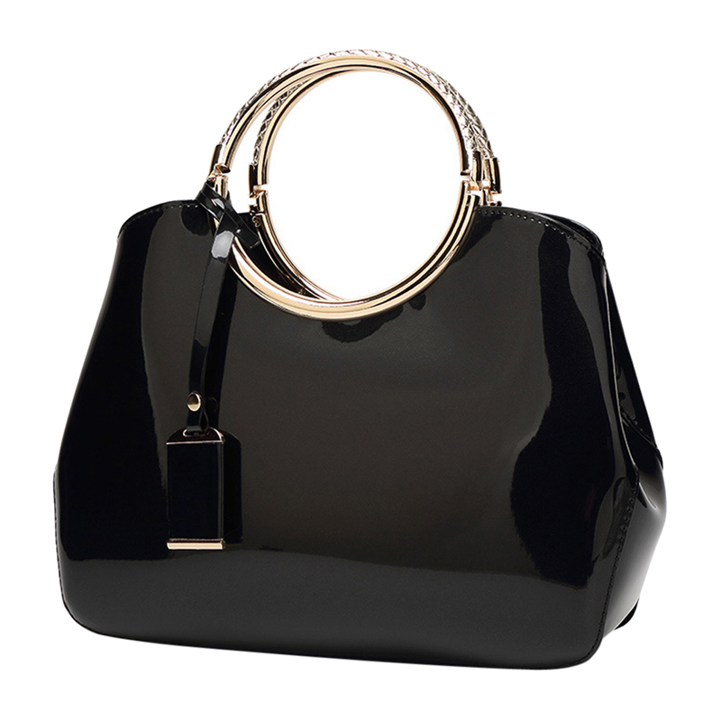 Coofit Weibliche Elegante Ring Handtasche Großzügige Goldene Griff Hülse Tasche Womens Feste PU Schulter Taschen Abend Taschen Für Dame