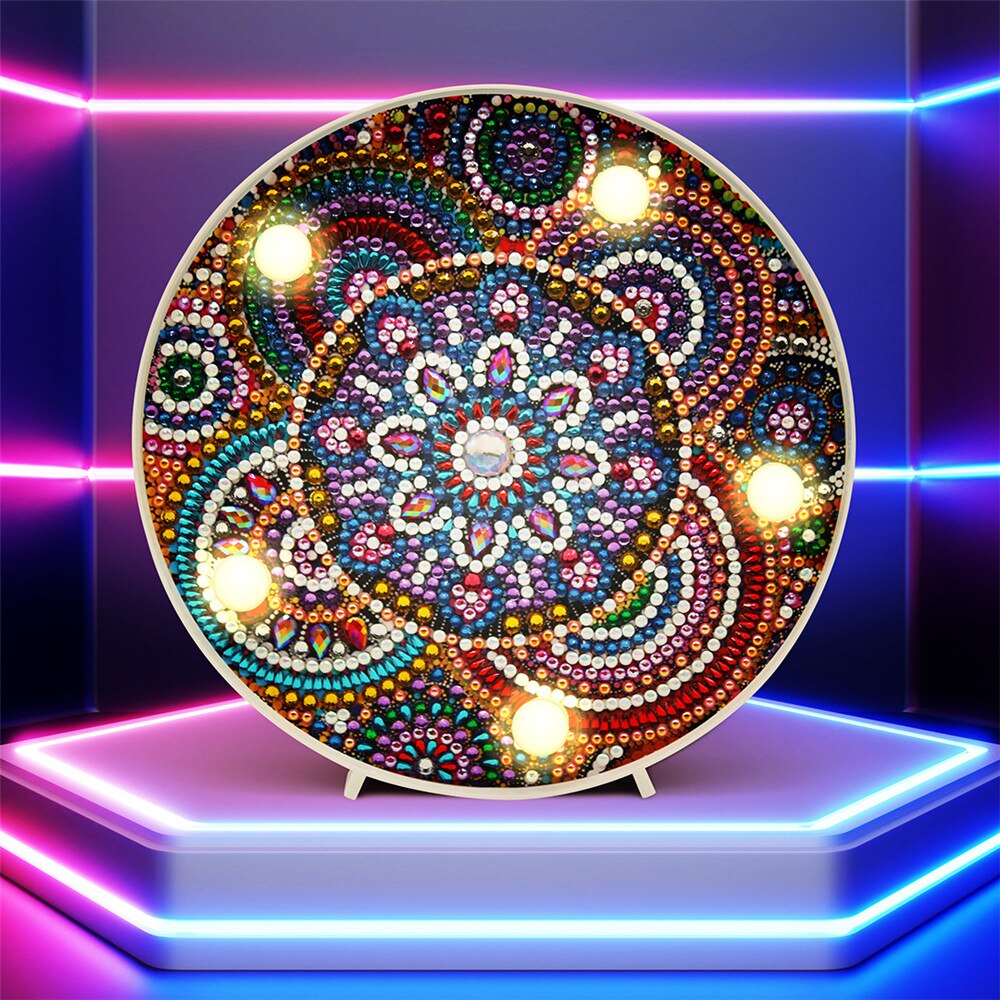 HUACAN 5D Diamant Malerei LED Lampe Mandala Stickerei Mosaik Bausatz Weihnachten Dekorationen Für Heimat: ZXD069
