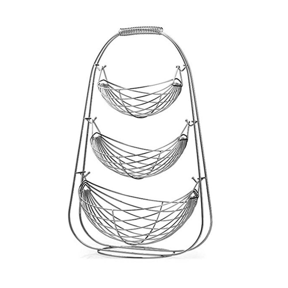 Double/Three Layer Fruit Basket Kitchen Home Metal Removable Large Capacity Fruit Tray Organizer: 02