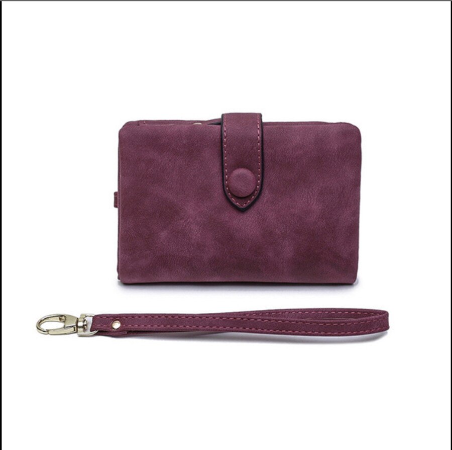 Damen Snap Befestigungen Zipper Kurze Kupplung Brieftasche Kleine Frauen Brieftasche Kurze Brieftasche Retro Matte Leder Damen Brieftasche