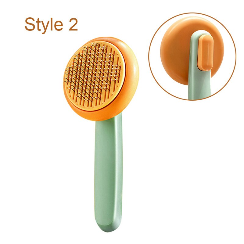 Pompoen Huisdier Borstel Zelfreinigende Slicker Brush Voor Verlies Hond Kat Grooming Kam Verwijdert Losse Underlayers En Verwarde Haar: Green 2