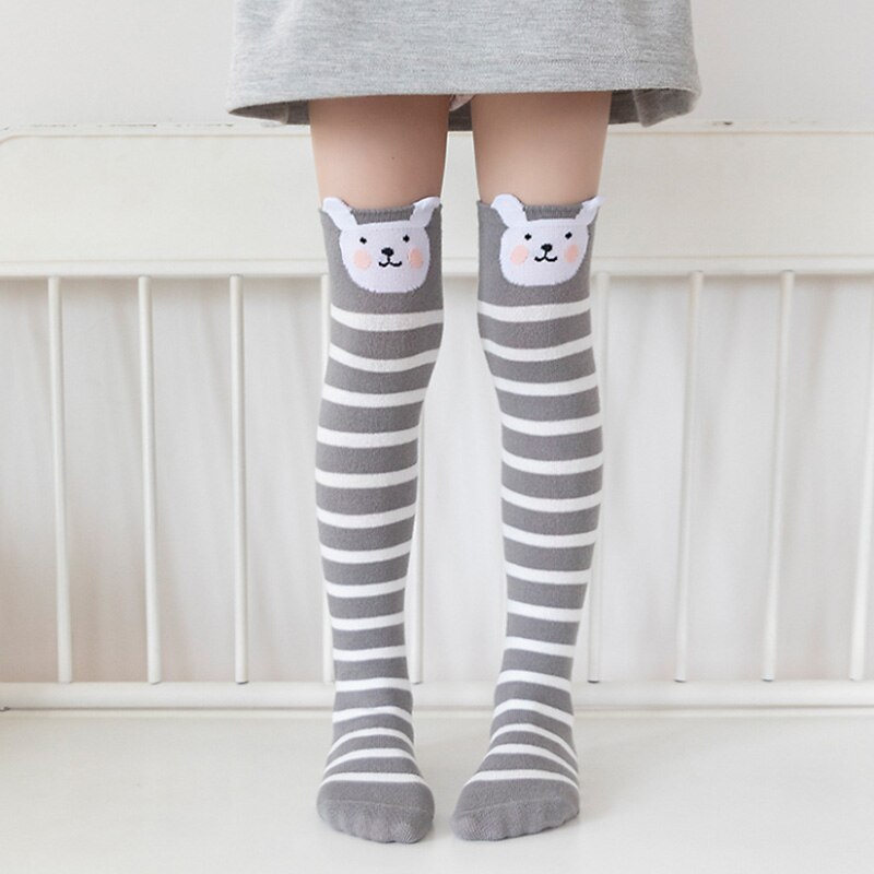 Chaussettes hautes à rayures pour enfants, chaussettes longues en coton pour garçons et filles de 2 à 12 ans: Rabbit / 2 to 7 Years