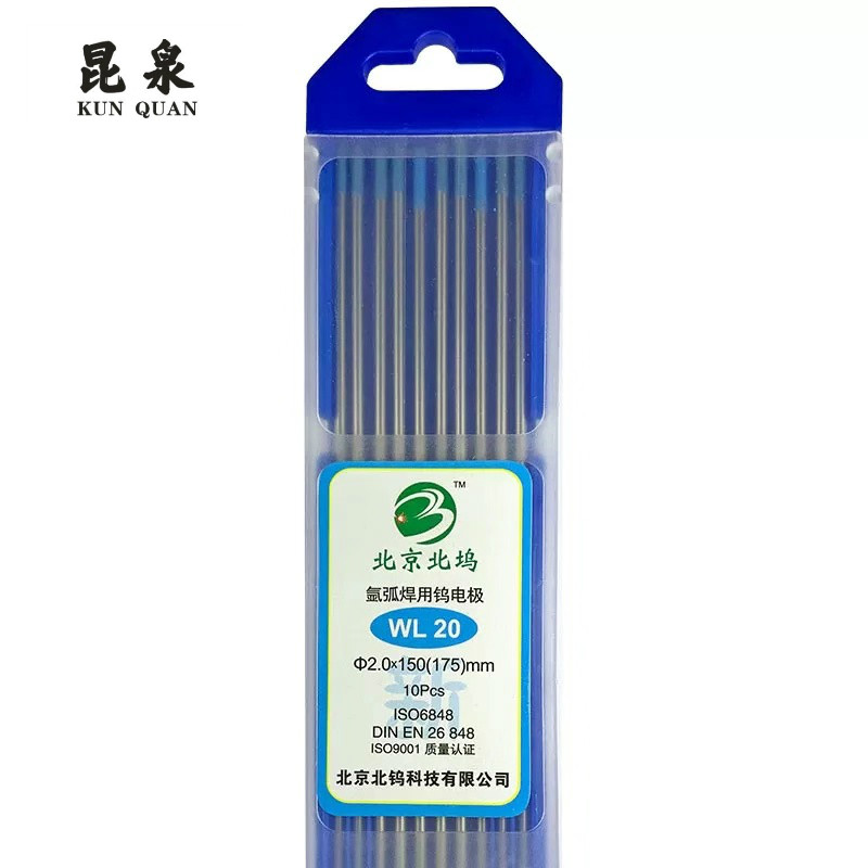Venta de fábrica directamente electrodo de tungsteno WL20 para soldadura tig azul cielo o de cabeza de oro 10 unids/pack