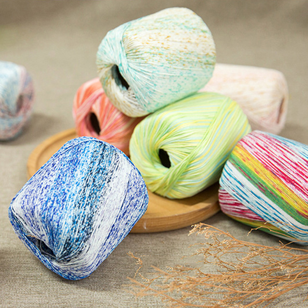 1pc Colorful Dyed Cotton Thread Wool Yarn DIY Knitted Floral Toys Sweater Thread Crochet Thread Cushion Hats Crochet Thread