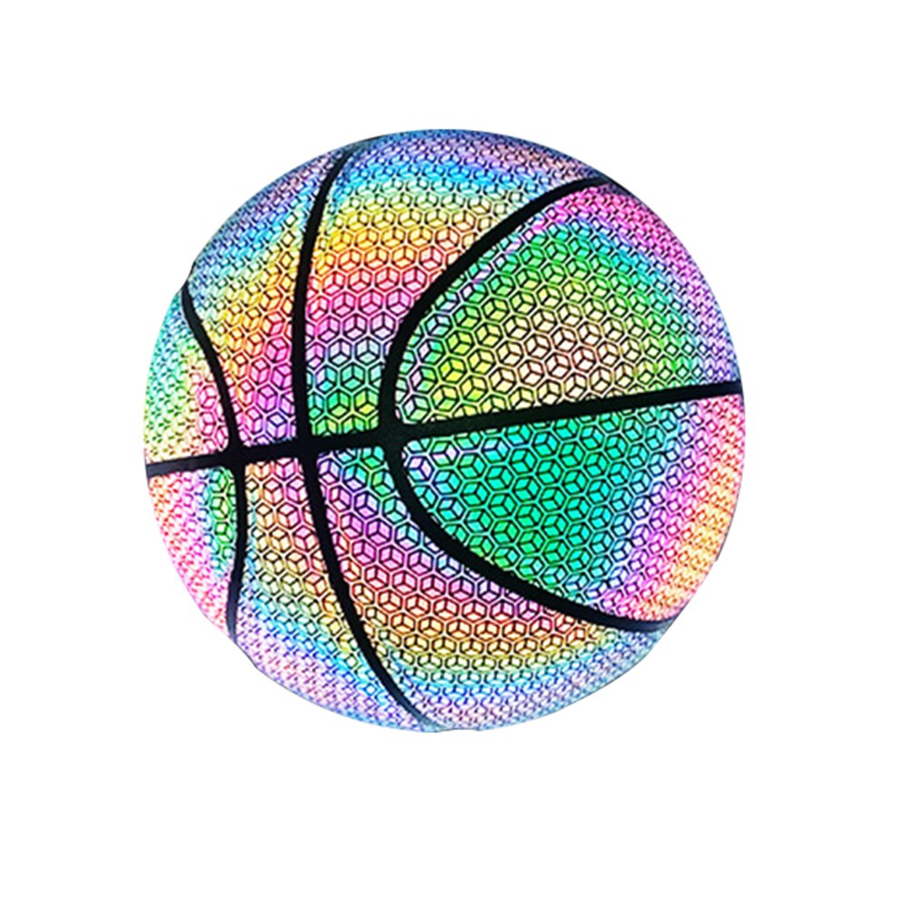 Palla da basket luminosa sfera Flash illuminata riflettente olografica PU gioco di sport notturni di pallacanestro incandescente resistente all&#39;usura: Lingge