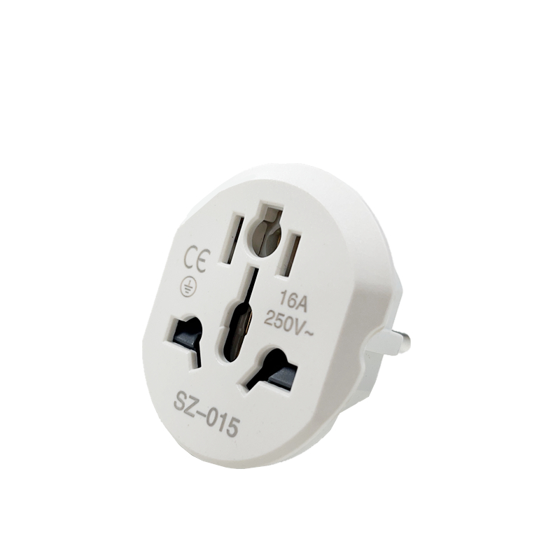 4,8 mm EU-stekkeradapter 16A 250V reisadapterconverter 2 ronde aansluitingen universele AU US UK CN naar EU KR stopcontact: WHITE