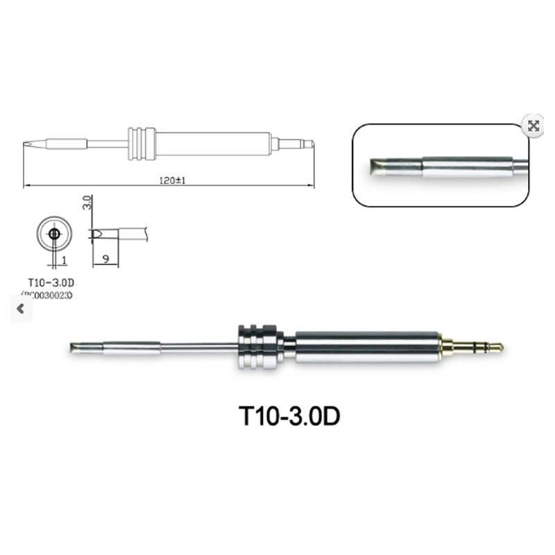 Atten draagbare gt usb soldeerbout: T10-3.0d tips