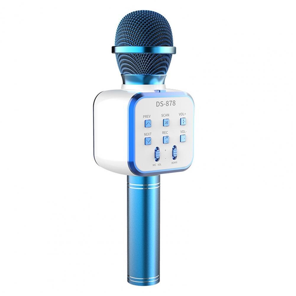 Ds878 wireless microphones, supports usb hard drive/tf card, metal 1 4 in compatible condenser mic music player for boys and girls: Blue white