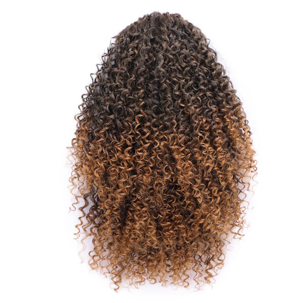 Extension capillaire synthétique Afro-américaine bouclée et crépue, postiche Chignon court enroulé avec cordon de serrage: 1-30
