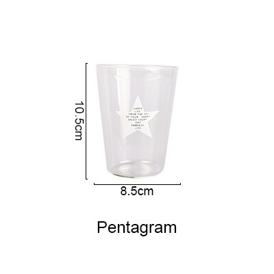Good Morning Black White Transparent Glass Coffee Tea Drinks Dessert Breakfast Milk Cup Kitchenware Glass Mugs 400ml: Pentagram