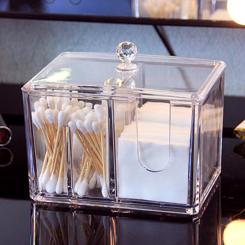 Transparent Cotton swab box Clear Acrylic Organizer Holder Makeup Pads Storage Box Desktop Organizer Jewelry Case for Cosmetics