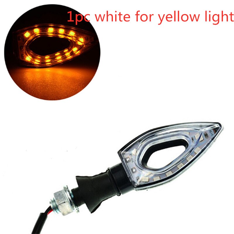 1Pc 12 Led Turn Voor Moto Motorfiets Accessoires Geel Redsignal Motorcycle Turn Signals Light Achterlichten Indicatoren: white shell