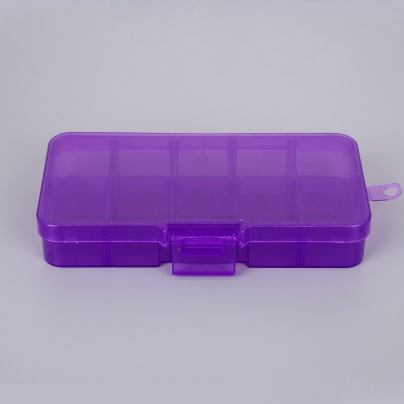 10/15/24 Slots Adjustable Plastic Storage Box Transparent Rectangle Case Organizer Boxes For Small Handmade Packing Jewelry: purple 10 lots