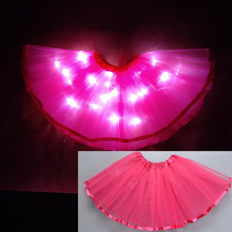 Jaar licht led meisje kinderkleding tutu rok prinses feest tutu's tule pettiskirt kind ballet dans kerst paars: Rozenrood