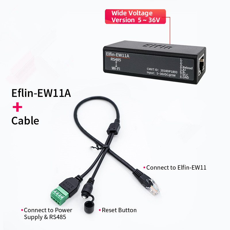 Puerto serie RS485 a dispositivo Serial WiFi, Elfin-EW11 de servidor compatible con TCP/IP, Telnet, Modbus, protocolo TCP, convertidor de transferencia de datos IOT: Azul claro