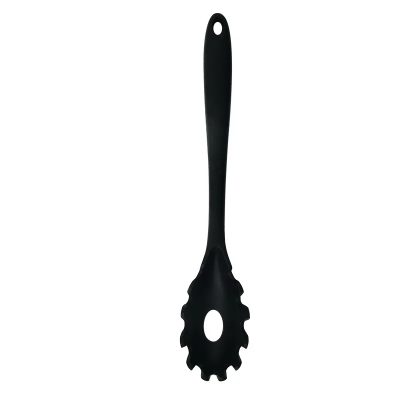 1 stk silikon pasta nudelskje pastaskje dørslag nudler spaghetti gaffel øse spor skje nylon avløpssil kjøkkenutstyr: Svart