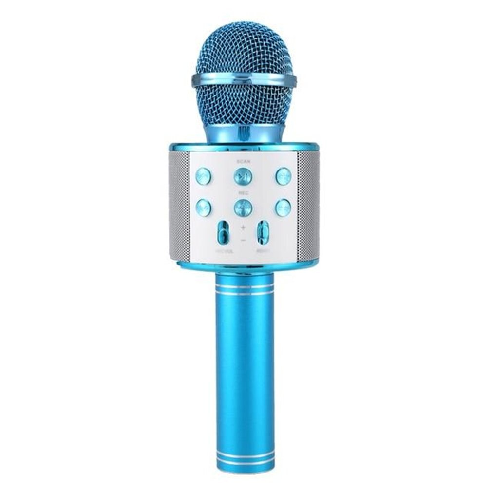 Bluetooth karaoke mikrofon trådløs mikrofon professiona højttaler håndholdt mikrofonafspiller synger optager mikrofon: Blå
