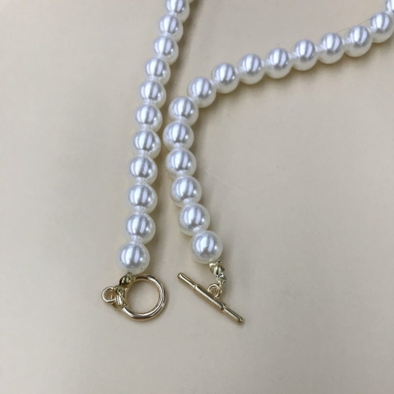 Punk Imitation Perle Choker Halskette Kragen Erklärung Gold Farbe Lasso Anhänger Halskette für Frauen Schmuck collier femme chocker