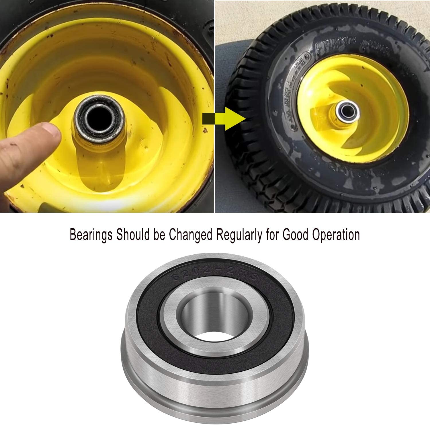 8 PCS Flanged Ball Bearings ID 1/2" x OD 1-3/8" for Lawn Mower, Generators, Wheelbarrows, Carts Fit for Marathon, Stens, Sunbelt