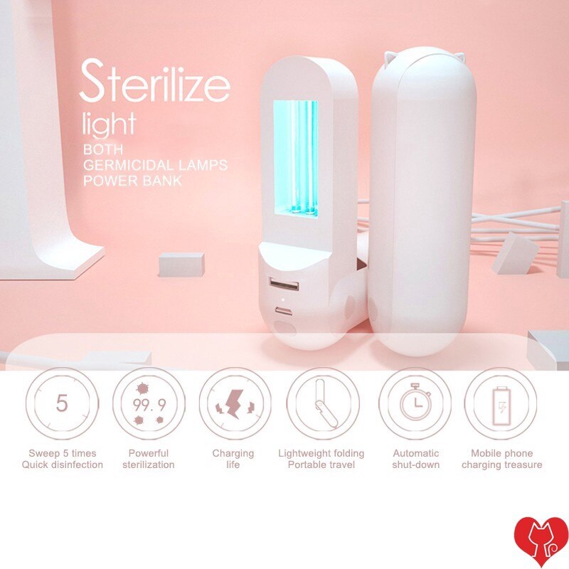 Upgraded Handheld Germicidal UV Portable Light Sterilizer Machine UV Lamp Wand with Power Bank