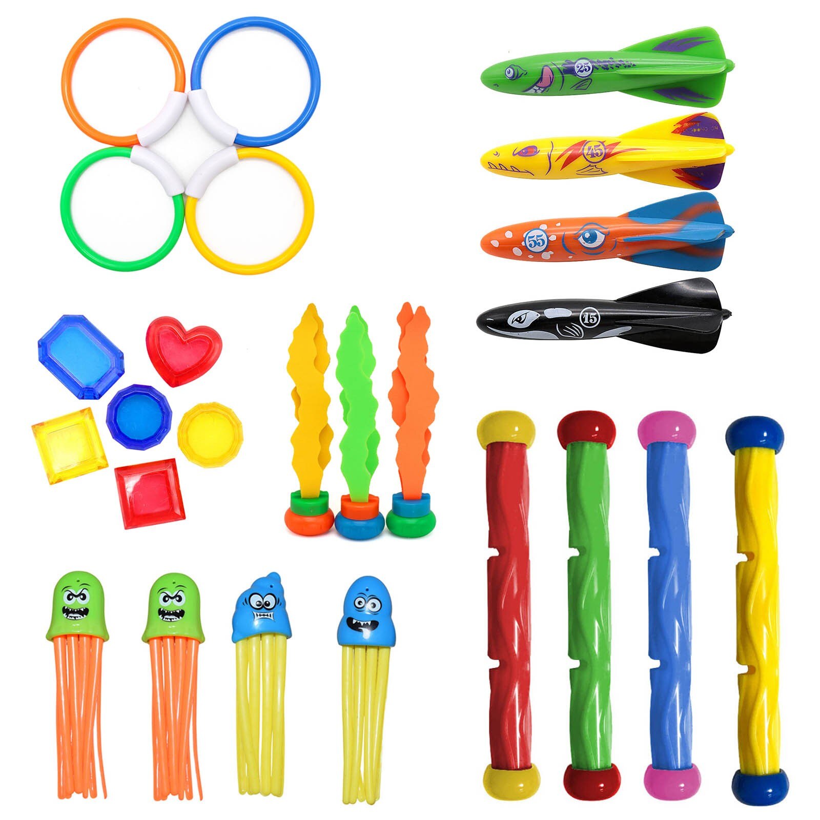 Set di giocattoli per piscina subacquea per immersioni subacquee gioco subacqueo anello per pesci piscina giochi d&#39;acqua Set regalo per allenamento giocattoli per bambini: N