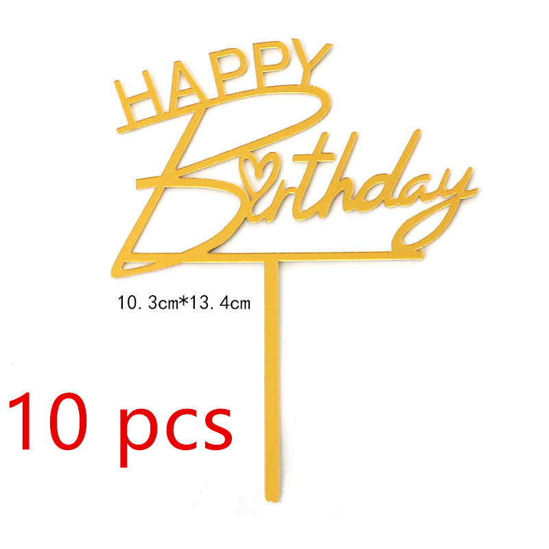 10 Uds. De oro , adorno para tarta de feliz cumpleaños, acrílico dorado y negro, adorno para tarta de de cumpleaños para niños, decoración de postre, para Baby Shower: Color zafiro profundo