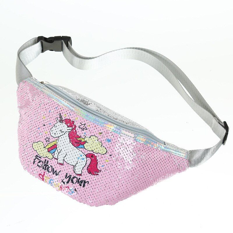 Sequin taille sac femmes bande dessinée Fanny Pack enfants filles téléphone poitrine sac portefeuille ceinture sac mignon taille Packs: pink 1