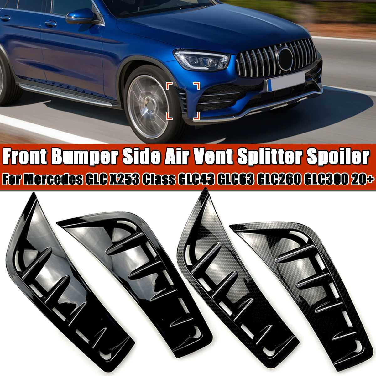 Auto Voorbumper Splitter Spoiler Side Decoratieve Covers Trim Strips Voor Mercedes Benz Glc Klasse GLC260 GLC300 Voor Amg