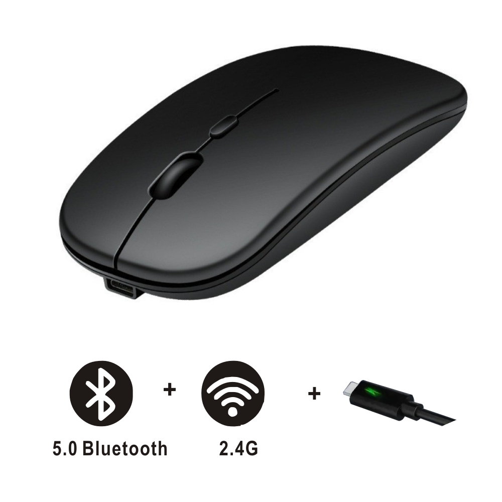 Mysz bezprzewodowa ładowalna Bluetooth podwójny tryb 5.2 cicha gra komputerowa ergonomiczny gracz 2.4 USB 3-DIP do laptopów PC: WHITE