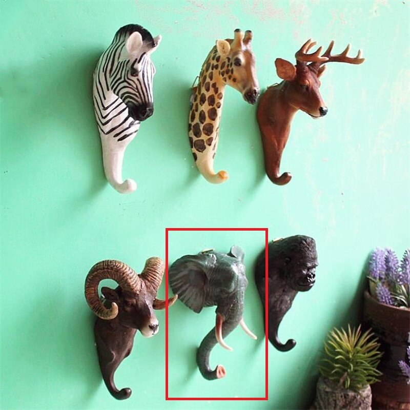Ganchos de resina para colgar ropa, anzuelos de animales, antílope, cebra, elefante, jirafa, orangután, decoración de pared, 1 ud.: 2