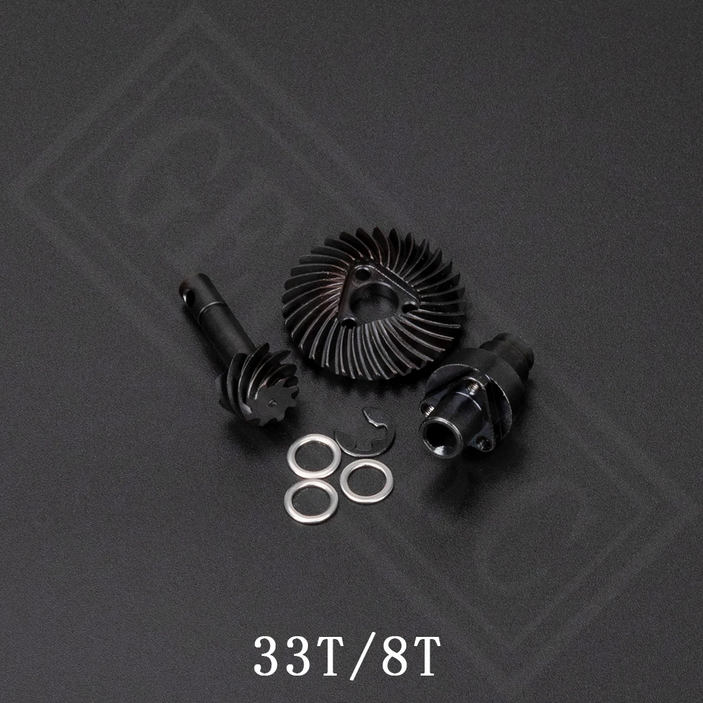 Zware Bevel Spiraalvormige Overdrive Gear 24/8T 27/8T 30/8T 33/8T Achteruit Gear voor 1/10 RC Crawler SCX10 II AR44/45 Capra As: Bordeaux