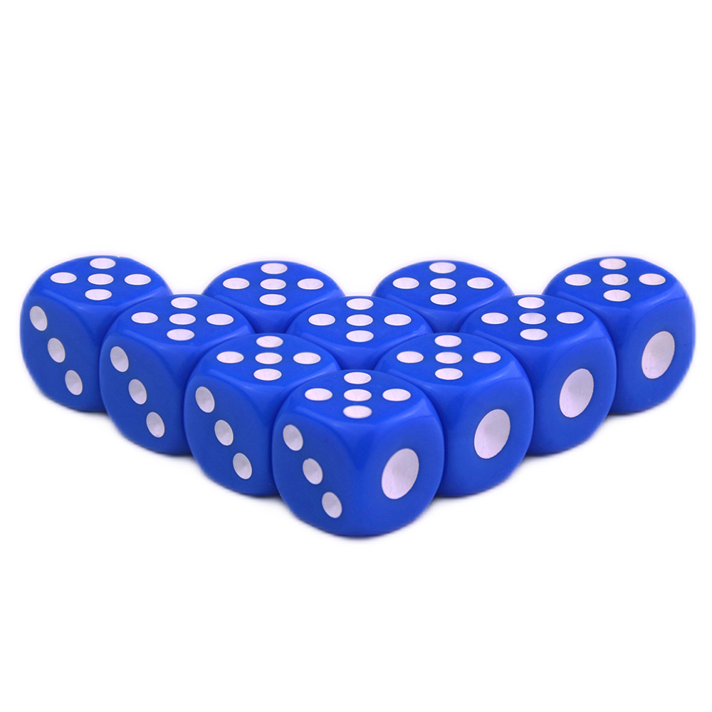 D6 jeu petits dés 14mm 10 pièces accessoires de points Standard pour jeu de société, jeu de table: Bleu