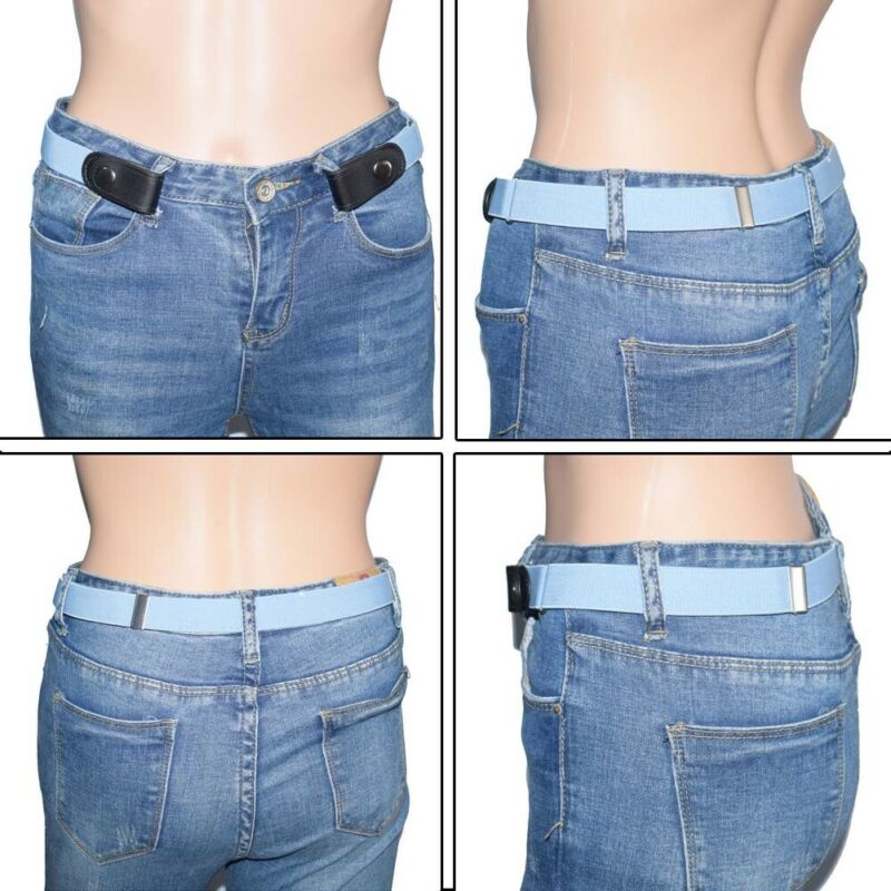 Trend Men Women's Buckle-Free Elastic Invisible Belts Jeans Trousers Casual Clothes Accessories Simple Waistband