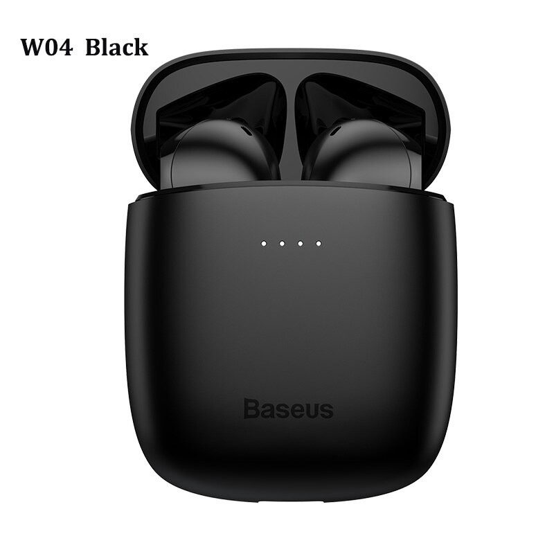 Baseus W04 W09 TWS Bluetooth Earphone 5.0 Headphone Mini Earbuds With Charging Box Stereo Sports True Wireless Headset For Phone: W04 Black