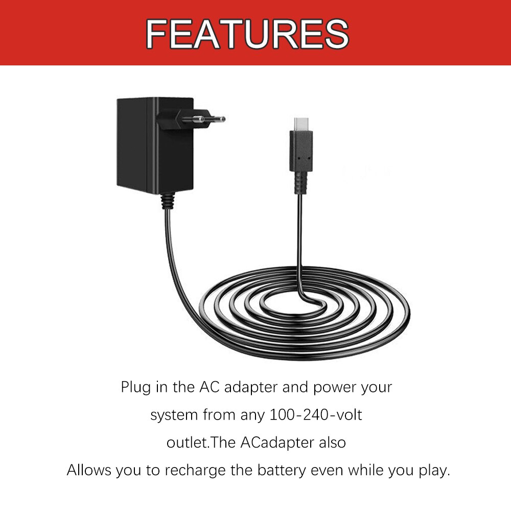 AC Adapter Charger for Nintendo Switch Power Supply 15V 2.6A Fast Charging Kit for Switch Dock /Switch Lite and Pro Controller