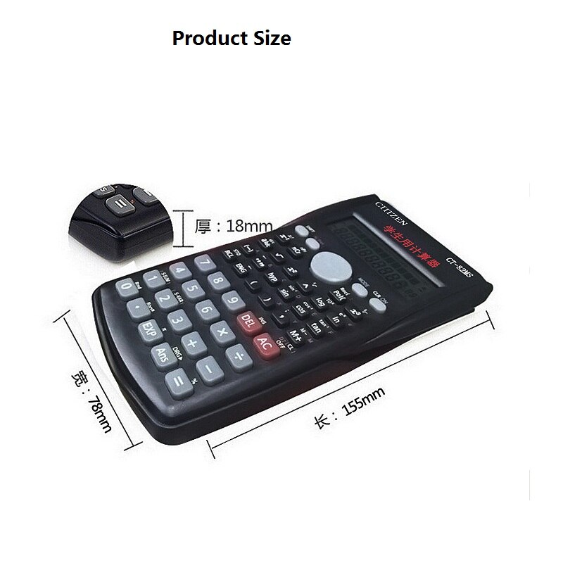 Handheld Compact Scientific Calculator 12 Digit 2-Line Large Display Statistics Mathematics Log with 240 Plus Fraction Function