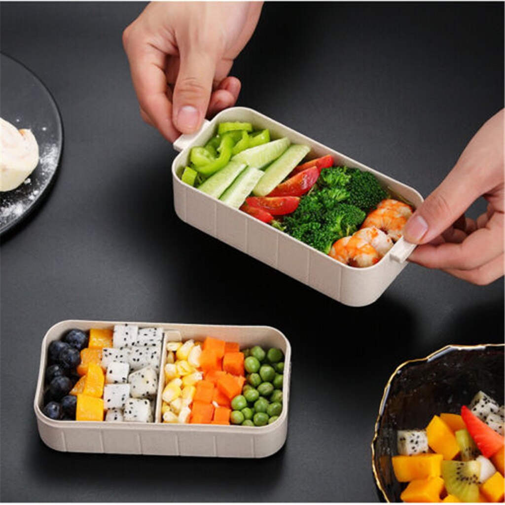 Student Office Worker Double Microwave Oven Heating Lunch Box Light Food Meal Box Wheat Straw Healthy Material Bento Boxes